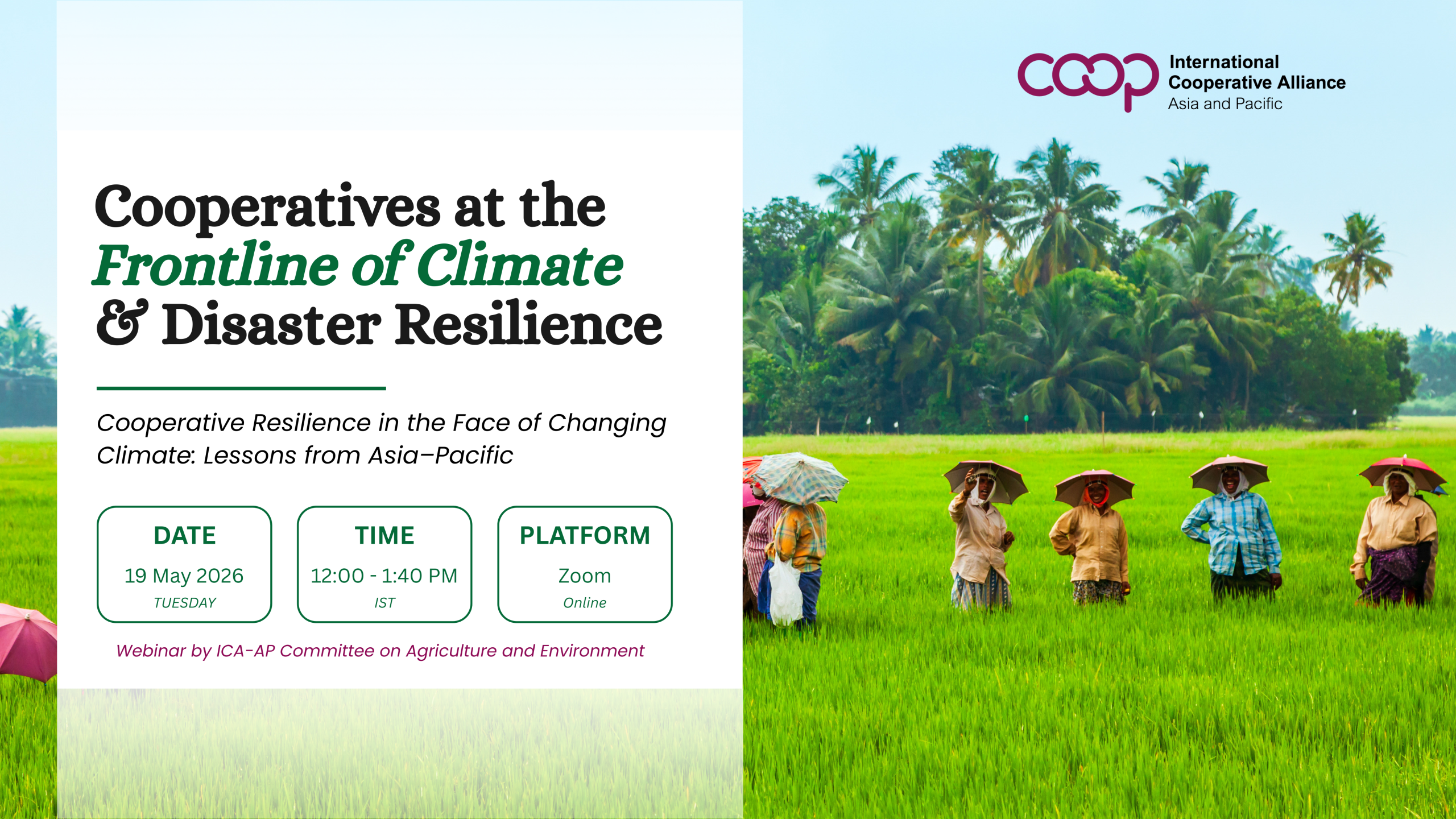 Building Resilience Together: ICA-AP Webinar to Spotlight Cooperatives in Climate and Disaster Response